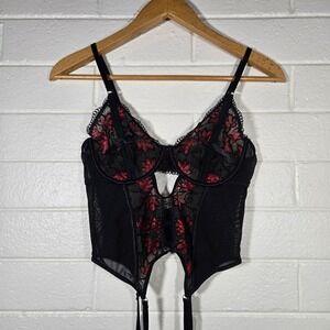 Romantic‎ Lace Bustier Underwire Top Garter Straps Large Lingerie Red Valentines